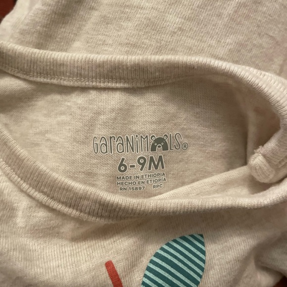 Garanimals Baby Girl Cream Baby onesie with brown casual pants size 6/9M - Picture 3 of 4